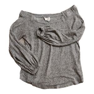 ANTHROPOLOGIE Saturday Sunday Cloud Fleece Off-The-Shoulder Gray Top - Large